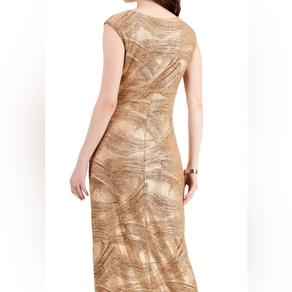 Women’s Formal Dress Size 12 CONNECTED Gold Side Slit Lined Maxi Sheath Gown NEW - Picture 4 of 9